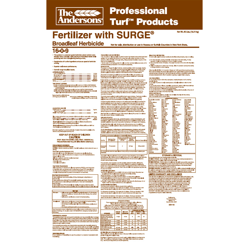 16-0-9 Fertilizer with 1.434% Surge, 25% NS-54 - 40 lb